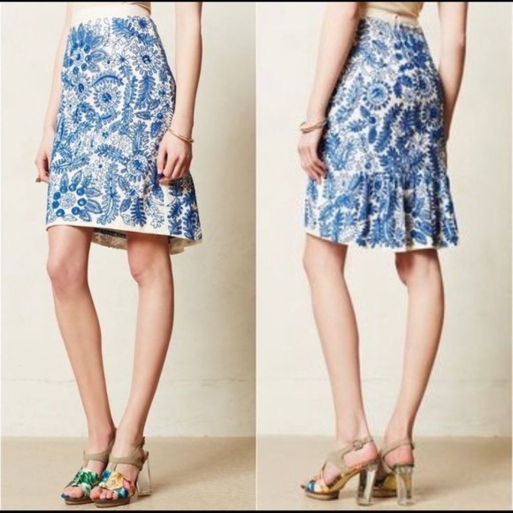 ANTHROPOLOGIE Moulinette Souers Blue Sequin Skirt 4